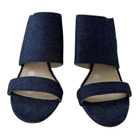Boden 38 US 7 Jasmine Denim Mule Open Toe Heels - Picture 2 of 6